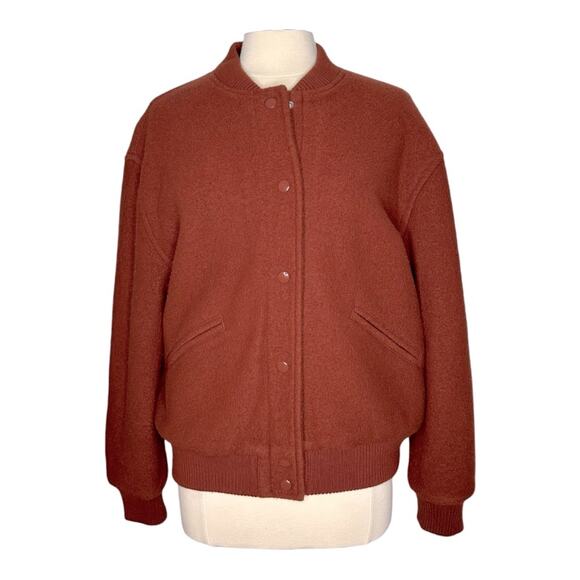 Aritzia Wilfred Merino Wool Josie Bomber Jacket Rich Cooper Sz 2 Small/Medium - Picture 3 of 13